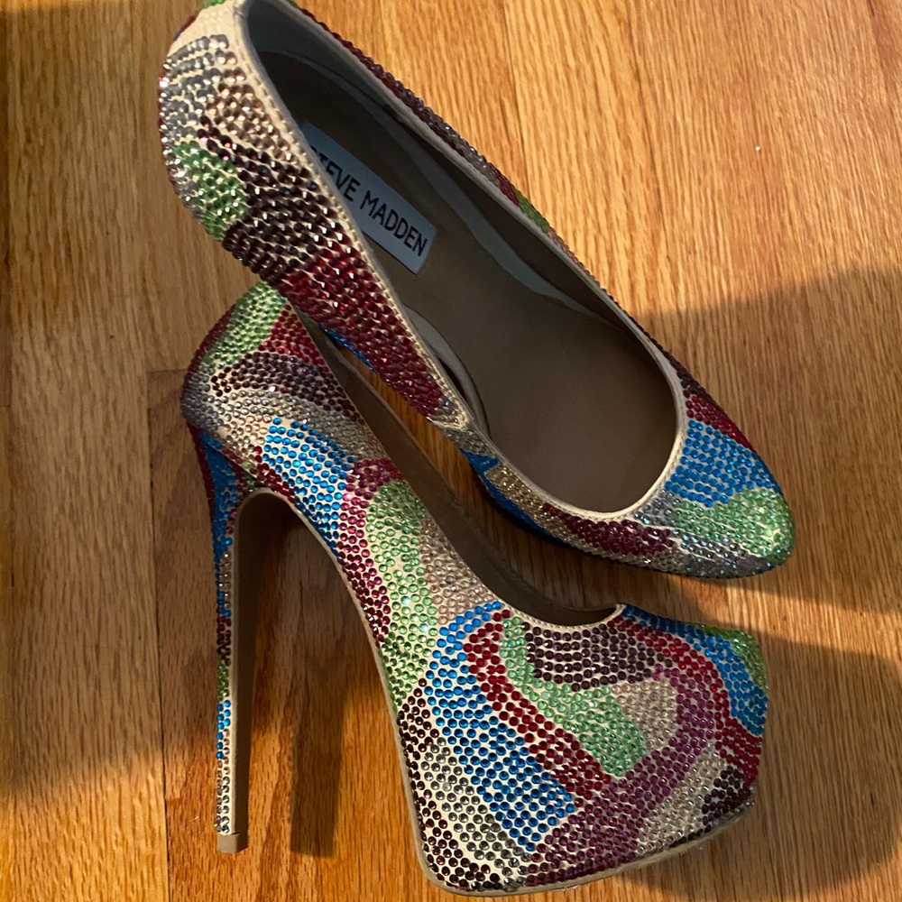 Steve Madden platform rhinestone heels